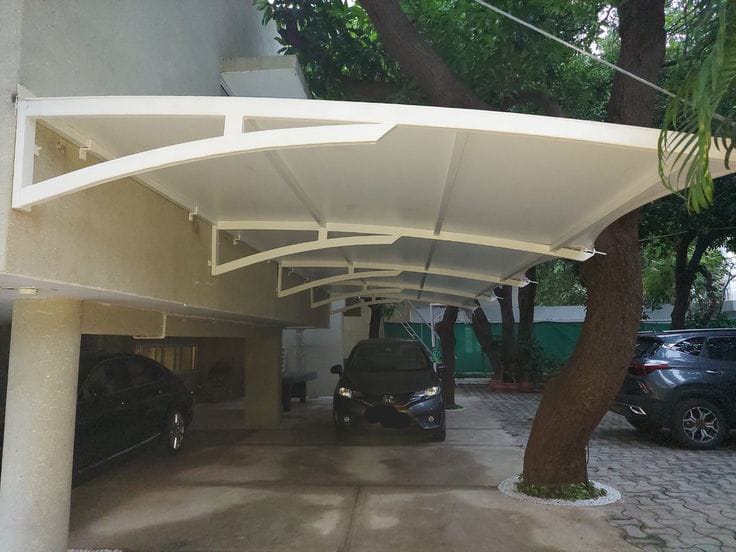 White arch car parking shade structure at a Nairobi property